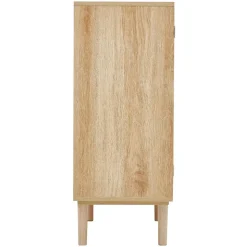 VEVOR Rattan Cabinet, Rattan Storage Cabinet with 2 Magnetic Doors and Adjustable Shelves, Sideboard Buffet Cabinet for Hallway, Entryway, Living Room, or Kitchen, Natural