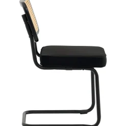 VEVOR Rattan Dining Chairs Set  of 2, Mid Century Modern Dining Chair, Upholstered Velvet Accent Chair with Rattan Back, Retro Dining Room Kitchen Chair for Living Room, Bedroom, Office (18.1 Inch)