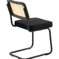 VEVOR Rattan Dining Chairs Set  of 2, Mid Century Modern Dining Chair, Upholstered Velvet Accent Chair with Rattan Back, Retro Dining Room Kitchen Chair for Living Room, Bedroom, Office (18.1 Inch)