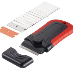 VEVOR Razor Blade Scraper, 15 Extra Blades, Locking Scraper Tool with Security Cap, Carbon Steel and POM Blades, for Cleaning Labels, Stickers, Decals, Paint from Glass Window Stovetop Cooktop Oven