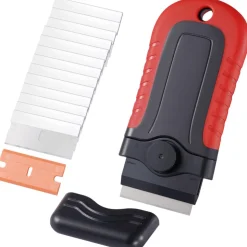 VEVOR Razor Blade Scraper, 15 Extra Blades, Locking Scraper Tool with Security Cap, Carbon Steel and POM Blades, for Cleaning Labels, Stickers, Decals, Paint from Glass Window Stovetop Cooktop Oven