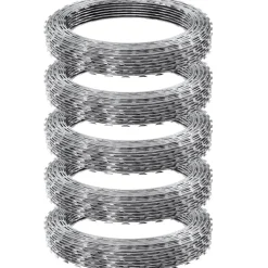 VEVOR Razor Wires, 246 ft Razor Barbed Wire, 5 Rolls Razor Wire Fencing Razor Fence, Razor Ribbon Barbed Wire Galvanized Razor Wire Fence, Rolls Razor for Garden