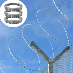 VEVOR Razor Wires, 147 ft Razor Barbed Wire, 3 Rolls Razor Wire Fencing Razor Fence, Razor Ribbon Barbed Wire Galvanized Razor Wire Fence, Rolls Razor for Garden