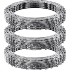 VEVOR Razor Wires, 147 ft Razor Barbed Wire, 3 Rolls Razor Wire Fencing Razor Fence, Razor Ribbon Barbed Wire Galvanized Razor Wire Fence, Rolls Razor for Garden