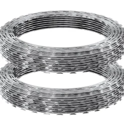 VEVOR Razor Wires, 98 ft Razor Barbed Wire, 2 Rolls Razor Wire Fencing Razor Fence, Razor Ribbon Barbed Wire Galvanized Razor Wire Fence, Rolls Razor for Garden