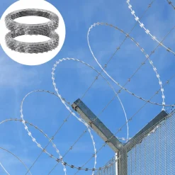 VEVOR Razor Wires, 98 ft Razor Barbed Wire, 2 Rolls Razor Wire Fencing Razor Fence, Razor Ribbon Barbed Wire Galvanized Razor Wire Fence, Rolls Razor for Garden