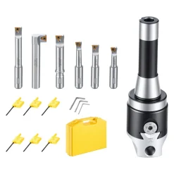 VEVOR R8 Boring Head 2-Inch Indexable 8 Piece Boring Bar Set with R8 Shank, for Milling Machine Drill Press, 7/16