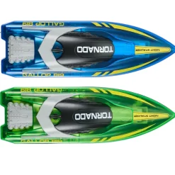 VEVOR RC Boat, 2 Pack 2.4GHz 12 km/h, Remote Control Boat for Pools & Lakes, Racing Boat with LED Light, 4 Rechargeable Batteries, Whole Body Waterproof, Gift for Adults Boys & Girls, Blue & Green