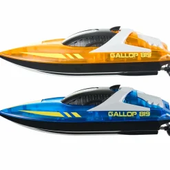 VEVOR RC Boat, 2 Pack 2.4GHz 12 km/h, Remote Control Boat for Pools & Lakes, Racing Boat with LED Light, 4 Rechargeable Batteries, Whole Body Waterproof, Gift for Adults Boys & Girls, Blue & Orange
