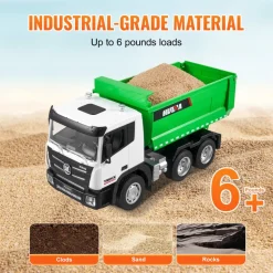 VEVOR RC Dump Truck Toy, 9-Channel 1:18 Scale, Remote Control Dump Truck RC Construction Vehicle Truck Toy with Light & 2 Rechargeable Batteries Birthday Gift for Toddlers Kids Boys and Girls Age 8+