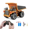 VEVOR RC Dump Truck Toy, 9-Channel 1:18 Scale, Remote Control Dump Truck RC Construction Vehicle Truck Toy with Metal Bed & Light, 2 Rechargeable Batteries for Toddlers Kids Boys and Girls Age 8+