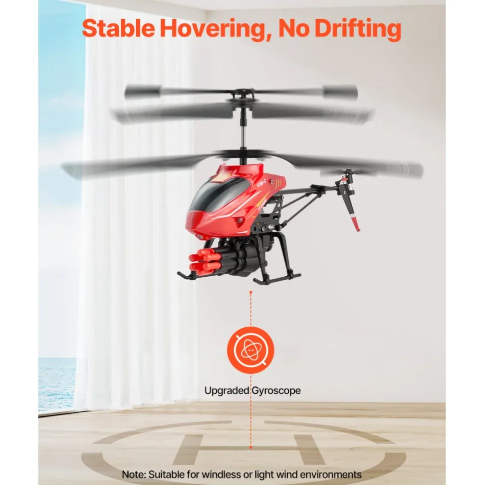 VEVOR RC Helicopter, 2.4GHz Flying Remote Control Helicopter with Shooting Mode, 3.5 Channel RC Airplane for Kid, Altitude Hold, One-Key Takeoff/Landing & LED Lights, Toys for Kids Ages 14 and up