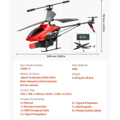 VEVOR RC Helicopter, 2.4GHz Flying Remote Control Helicopter with Shooting Mode, 3.5 Channel RC Airplane for Kid, Altitude Hold, One-Key Takeoff/Landing & LED Lights, Toys for Kids Ages 14 and up
