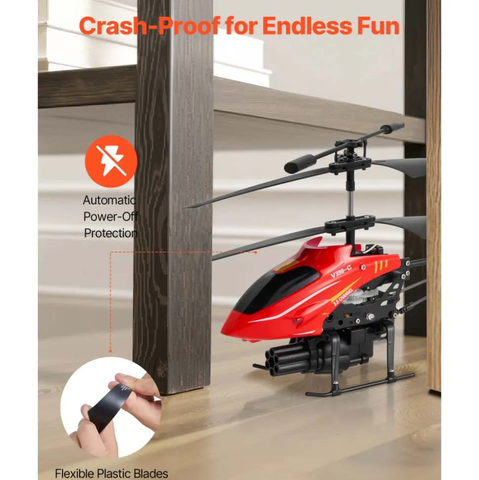 VEVOR RC Helicopter, 2.4GHz Flying Remote Control Helicopter with Shooting Mode, 3.5 Channel RC Airplane for Kid, Altitude Hold, One-Key Takeoff/Landing & LED Lights, Toys for Kids Ages 14 and up