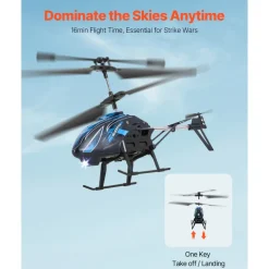 VEVOR RC Helicopter, 2.4GHz Flying Remote Control Helicopter, 3.5 Channel RC Airplane for Kid, 16 Mins Flight Time, Altitude Hold, One-Key Takeoff/Landing & LED Lights, Toys for Kids Ages 8 and up