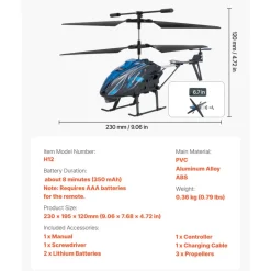 VEVOR RC Helicopter, 2.4GHz Flying Remote Control Helicopter, 3.5 Channel RC Airplane for Kid, 16 Mins Flight Time, Altitude Hold, One-Key Takeoff/Landing & LED Lights, Toys for Kids Ages 8 and up