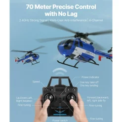 VEVOR RC Helicopter, 2.4GHz 4-Propeller Remote Control Helicopter with 6-Axis Gyro, 4-Channel RC Airplane for Beginner, LED Light & One-Key Takeoff/Landing, Plane Toys for Kids Ages 8 and up