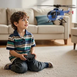 VEVOR RC Helicopter, 2.4GHz 4-Propeller Remote Control Helicopter with 6-Axis Gyro, 4-Channel RC Airplane for Beginner, LED Light & One-Key Takeoff/Landing, Plane Toys for Kids Ages 8 and up