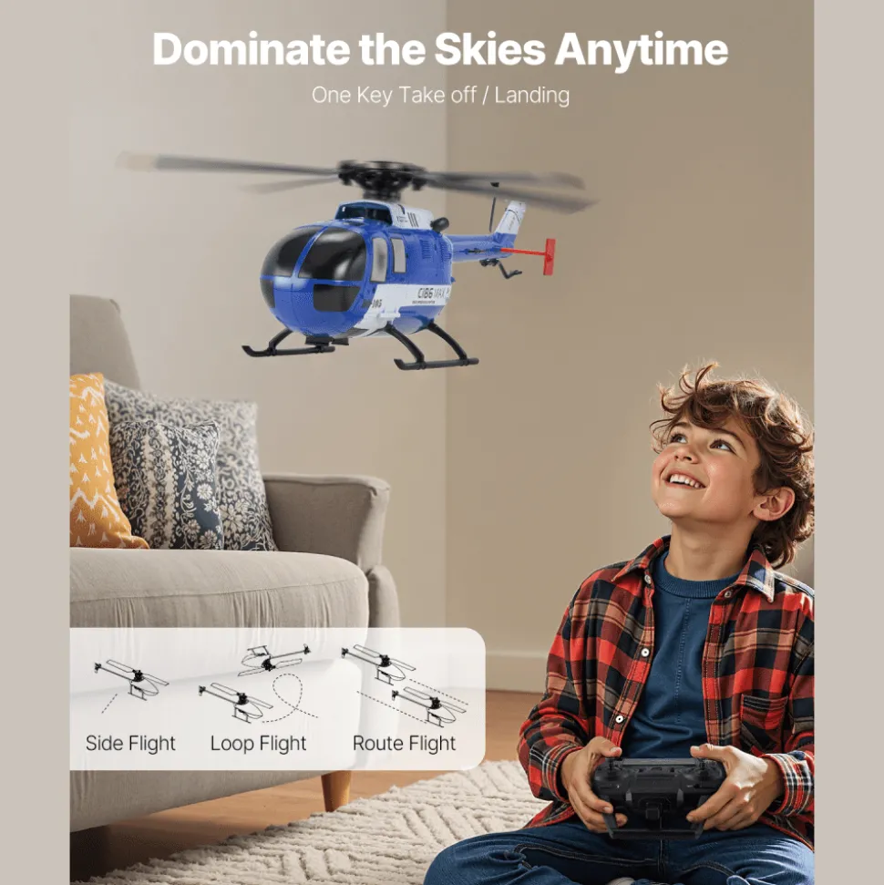VEVOR RC Helicopter, 2.4GHz 4-Propeller Remote Control Helicopter with 6-Axis Gyro, 4-Channel RC Airplane for Beginner, LED Light & One-Key Takeoff/Landing, Plane Toys for Kids Ages 8 and up