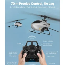 VEVOR RC Helicopter, 2.4GHz Single Propeller Remote Control Helicopter with Gyro, 4-Channel RC Airplane for Beginner, Â 39 Min Flight Time, One-Key Takeoff/Landing, Toys for Kids Ages 8 and up
