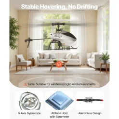 VEVOR RC Helicopter, 2.4GHz Single Propeller Remote Control Helicopter with Gyro, 4-Channel RC Airplane for Beginner,  39 Min Flight Time, One-Key Takeoff/Landing, Toys for Kids Ages 8 and up