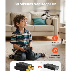 VEVOR RC Helicopter, 2.4GHz Single Propeller Remote Control Helicopter with Gyro, 4-Channel RC Airplane for Beginner,  39 Min Flight Time, One-Key Takeoff/Landing, Toys for Kids Ages 8 and up