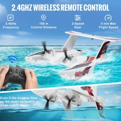 VEVOR RC Plane, 2.4GHZ 3 Channel Remote Control Airplane with 6-Axis Gyro Stabilizer, Ready to Fly Amphibious Aircraft Plane Toy with 2 Batteries, Easy to Fly RC Glider for Adults Kids Beginners Boys