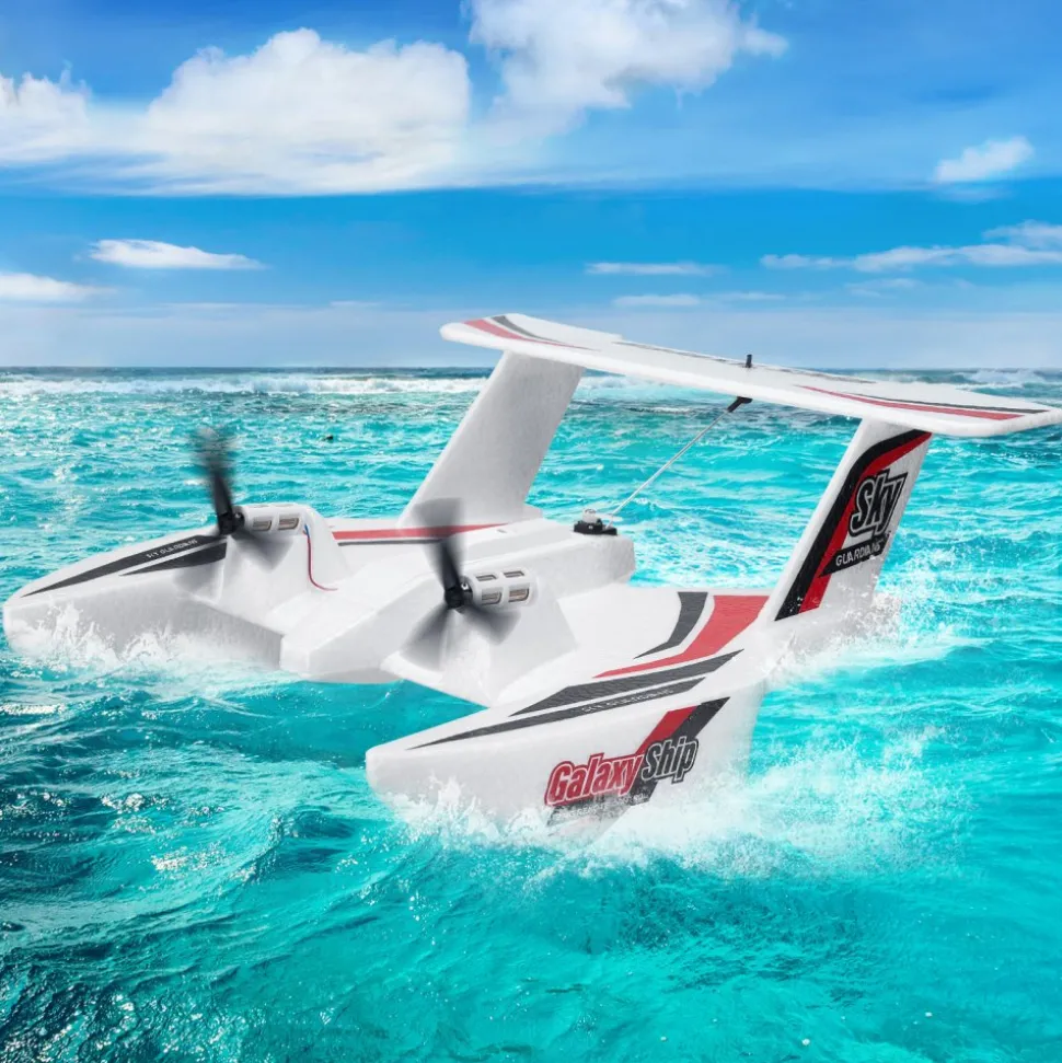 VEVOR RC Plane, 2.4GHZ 3 Channel Remote Control Airplane with 6-Axis Gyro Stabilizer, Ready to Fly Amphibious Aircraft Plane Toy with 2 Batteries, Easy to Fly RC Glider for Adults Kids Beginners Boys