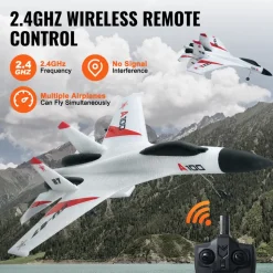 VEVOR RC Plane, 2.4GHZ 4 Channel Remote Control Airplane with 6-Axis Gyro Stabilizer, Ready to Fly Fighter Aircraft Plane Toy with 2 Batteries, Easy to Fly RC Glider for Adults Kids Beginners Boys