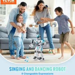 VEVOR RC Robot Toys for Kids, 2.4GHz Gesture Sensing Programmable Remote Control Smart Robot with Voice Control, Interactive Singing Dancing Robot for Age 6 7 8 10 12 Year Old Boys Girls Birthday Gift