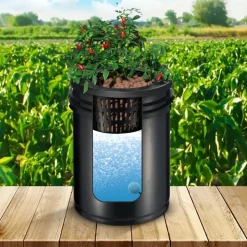 VEVOR RDWC Hydroponics Grow System, Hydroponic Growing Kit with Top Drip, Recirculating Deep Water Culture 4 Buckles and 1 Reservoir, with Air Pump and Water Level Device for Leafy Vegetables