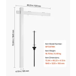 VEVOR Real Estate Sign Post, 6 ft Tall, PVC Realtor Yard Sign Holder with 47 in Arm Holds up to 36 in, Easy to Install, Wind-Resistant, for Open House and Home, Yard, Road, Outdoor, White (No Signs)
