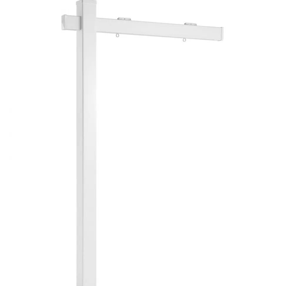 VEVOR Real Estate Sign Post, 6 ft Tall, PVC Realtor Yard Sign Holder with 47 in Arm Holds up to 36 in, Easy to Install, Wind-Resistant, for Open House and Home, Yard, Road, Outdoor, White (No Signs)
