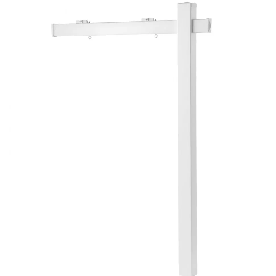VEVOR Real Estate Sign Post, 6 ft Tall, PVC Realtor Yard Sign Holder with 47 in Arm Holds up to 36 in, Easy to Install, Wind-Resistant, for Open House and Home, Yard, Road, Outdoor, White (No Signs)