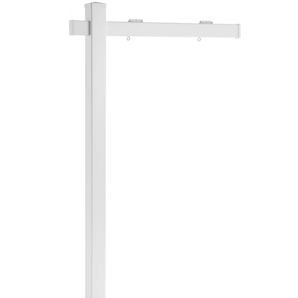 VEVOR Real Estate Sign Post, 6 ft Tall, PVC Realtor Yard Sign Holder with 47 in Arm Holds up to 36 in, Easy to Install, Wind-Resistant, for Open House and Home, Yard, Road, Outdoor, White (No Signs)