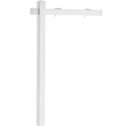 VEVOR Real Estate Sign Post, 6 ft Tall, PVC Realtor Yard Sign Holder with 36 in Arm Holds up to 24 in, Easy to Install, Wind-Resistant, for Open House and Home, Yard, Road, Outdoor, White (No Signs)