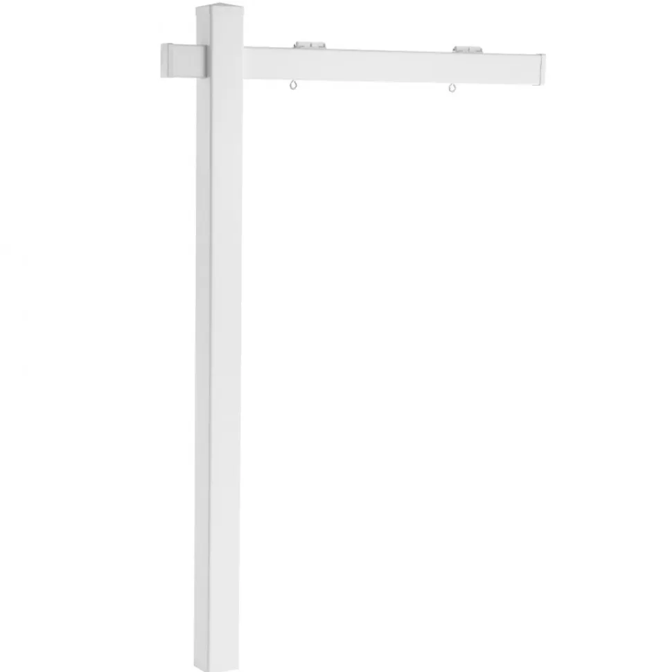 VEVOR Real Estate Sign Post, 6 ft Tall, PVC Realtor Yard Sign Holder with 36 in Arm Holds up to 24 in, Easy to Install, Wind-Resistant, for Open House and Home, Yard, Road, Outdoor, White (No Signs)