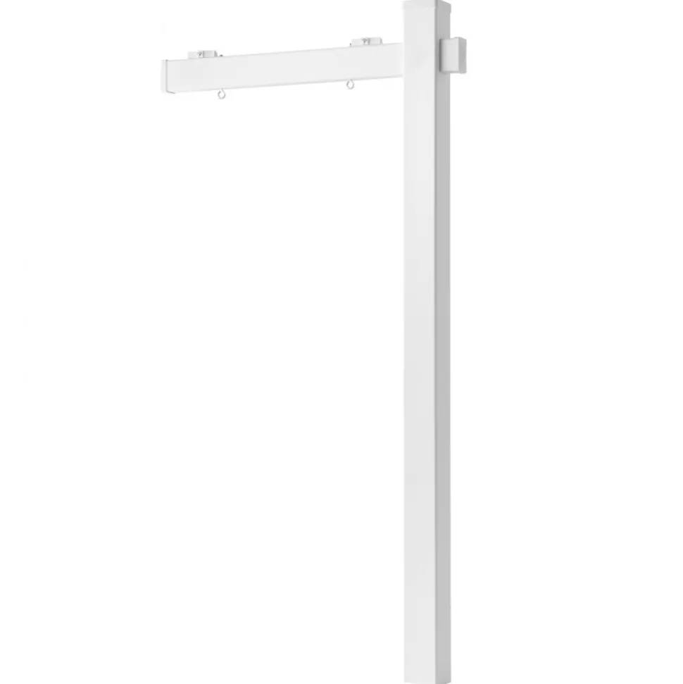 VEVOR Real Estate Sign Post, 6 ft Tall, PVC Realtor Yard Sign Holder with 36 in Arm Holds up to 24 in, Easy to Install, Wind-Resistant, for Open House and Home, Yard, Road, Outdoor, White (No Signs)