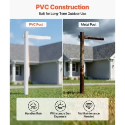 VEVOR Real Estate Sign Post, 6 ft Tall, PVC Realtor Yard Sign Holder with 36 in Arm Holds up to 24 in, Easy to Install, Wind-Resistant, for Open House and Home, Yard, Road, Outdoor, White (No Signs)