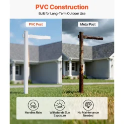 VEVOR Real Estate Sign Post, 2-Pack, 6 ft Tall, PVC Realtor Yard Sign Holder with 36 in Arm Holds up to 24 in, Easy to Install, Wind-Resistant, for Open House and Home, Yard, Road, White (No Signs)