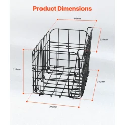 VEVOR Rear Bike Basket, Folding Wire Bicycle Basket with Cargo Net, Removable Liner Bag & Waterproof Cover, Quick Release Design Bike Basket for Adult Women/Men Carrying Dogs Pets Fruit & Grocery