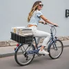 VEVOR Rear Bike Basket, Medium Bicycle Basket with Cargo Net, Liner & Waterproof Cover, Heavy Duty Bike Back Basket for Adult Women/Men Carrying Dogs, Pets, Fruit & Grocery, Mounting Tools Included