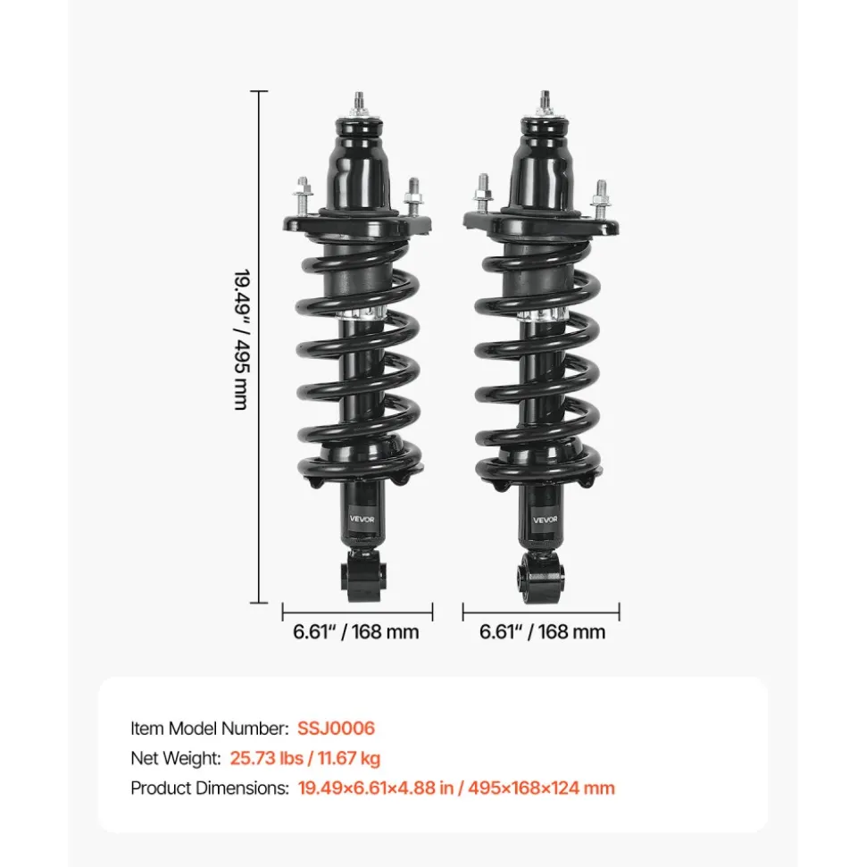 VEVOR Rear Shock Absorber Strut Assembly, 2Pcs Shock and Strut Assembly with Coil Spring, Compatible with 2007-2009 Honda CR-V Models, Automotive Replacement Struts for OE 172497L 172497R