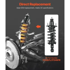 VEVOR Rear Shock Absorber Strut Assembly, 2Pcs Shock and Strut Assembly with Coil Spring, Compatible with 2007-2009 Honda CR-V Models, Automotive Replacement Struts for OE 172497L 172497R