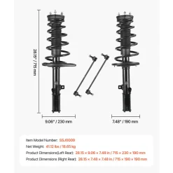 VEVOR Rear Shock Absorber Strut Assembly, 2Pcs Shock and Strut Assembly with Stabilizer Bar & Coil Spring, Compatible with 2007-2011 Toyota Camry and 2008-2012 Toyota Avalon Models, OE 172401