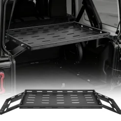 VEVOR Rear Trunk Cargo Rack, for 2007-2024 Jeep Wrangler JK 4-Door Hardtops, 300 lbs Capacity, Carbon Steel Basket Tray Interior Storage Luggage Carrier with Net, Shelf Stand Organizer for Camping Trip Gear, Black