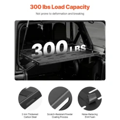 VEVOR Rear Trunk Cargo Rack, for 2007-2024 Jeep Wrangler JK 4-Door Hardtops, 300 lbs Capacity, Carbon Steel Basket Tray Interior Storage Luggage Carrier with Net, Shelf Stand Organizer for Camping Trip Gear, Black