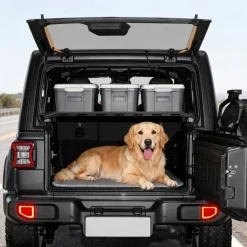 VEVOR Rear Trunk Cargo Rack, for 2007-2024 Jeep Wrangler JK 4-Door Hardtops, 300 lbs Capacity, Carbon Steel Basket Tray Interior Storage Luggage Carrier with Net, Shelf Stand Organizer for Camping Trip Gear, Black
