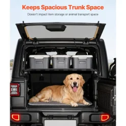 VEVOR Rear Trunk Cargo Rack, for 2007-2024 Jeep Wrangler JK 4-Door Hardtops, 300 lbs Capacity, Carbon Steel Basket Tray Interior Storage Luggage Carrier with Net, Shelf Stand Organizer for Camping Trip Gear, Black