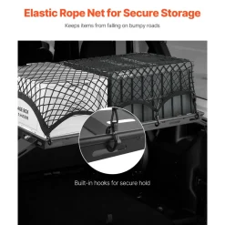 VEVOR Rear Trunk Cargo Rack, for 2007-2024 Jeep Wrangler JK 4-Door Hardtops, 300 lbs Capacity, Carbon Steel Basket Tray Interior Storage Luggage Carrier with Net, Shelf Stand Organizer for Camping Trip Gear, Black